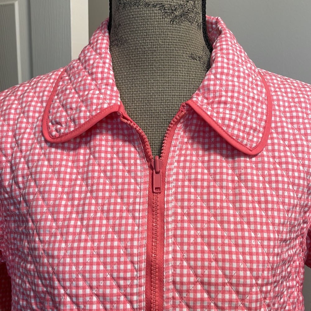 BLASSPORT  Reversible Quilted Jacket Solid Peach & Peach/White Gingham Print - Picture 8 of 10